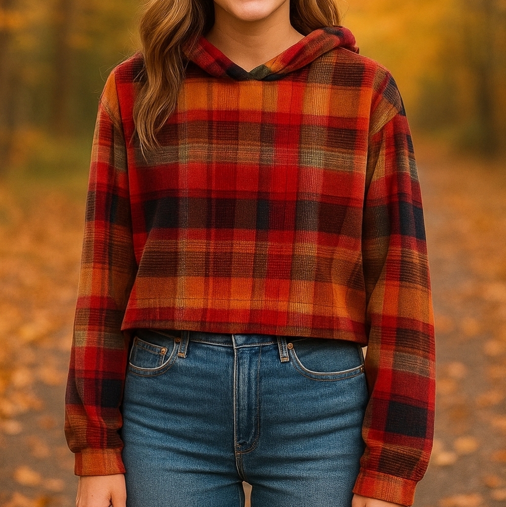 Topshop Plaid Hoodie
